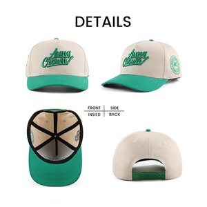 BSCI nhà máy tùy chỉnh 5 Bảng điều chỉnh unisex thêu Mũ bóng chày bông vải có thể điều chỉnh kích thước hai giai điệu cong vành mũ bóng chày - Product Image 3