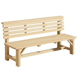 Banc en bois massif blanc pour jardin ou terrasse, avec dossier, imperméable et durable, pour une utilisation en extérieur dans la cour ou sur le balcon - Product Image 3