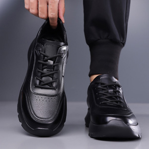 Chaussures décontractées en cuir véritable pour hommes, nouvelle collection automne 2026, légères, <span class=keywords><strong>à</strong></span> semelle souple, rehaussantes, style business décontracté - Product Image 4