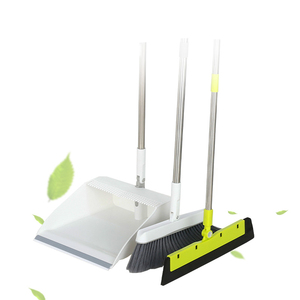 Juego de cepillo de escoba y recogedor blanco de mango largo Juego de escoba y recogedor giratorio blanco de 180 grados - Product Image 2