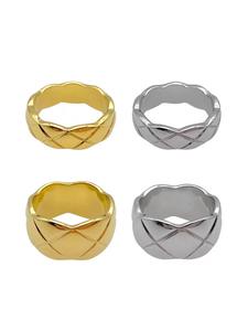 Bague en titane plaqué or 18 carats de style européen, motif losanges brillants, pour femmes - Product Image 5