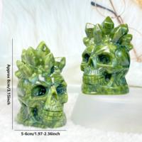 Crânes en jade vert naturel en gros, sculpture de 8 cm, design de grappe de quartz frais, crânes en cristal de guérison, artisanat en pierre pour décoration, cadeau
