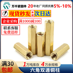 Wanqian Fasteners M3 Double-threaded Hex Copper Stud Metric Threaded Both Ends General Industry Use - Product Image 4