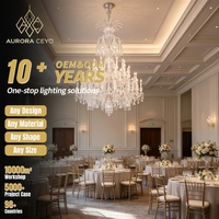 Grand lustre en cristal sculptural sur mesure de luxe pour villa, hôtel, salle de banquet