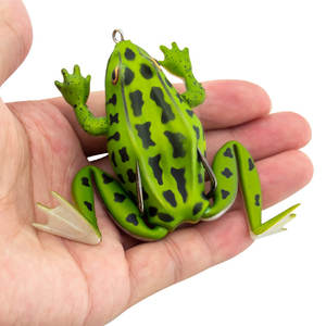 Vente en gros de grenouille à sauter Plop RF01 65mm, leurre en silicone souple à corps creux vert Rana Topwater goutte à goutte d'eau, inventaire de grenouille souple bon marché - Product Image 5