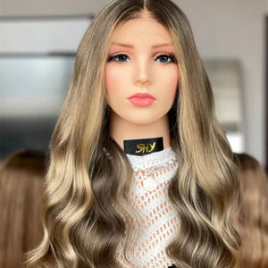 SHY HAIR Ash Blonde Balayage Lace Pelucas de cabello humano Glueless HD 13x5 Patch Lace Front Raw Virgin Pelucas de cabello humano para mujeres - Product Image 1