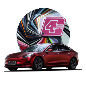 Vinilo Adhesivo para Carrocería de Automóvil, Color Rojo Romance, Acabado Satinado Cromado Mate, Alta Elasticidad, PET - Product Image 4
