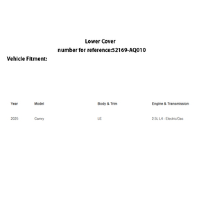 Couvercle inférieur de pare-chocs arrière pour <span class=keywords><strong>Toyota</strong></span> Camry 2024 2025 Numéro de référence 52169-AQ010 - Product Image 3