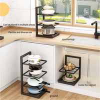 Support de rangement pour ustensiles de cuisine sous l'évier, support de rangement réglable pour casseroles en métal