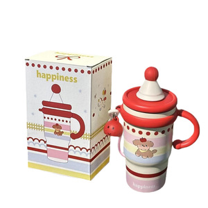 กระติกน้ำสแตนเลสสีเทาแบบน่ารัก ปี 2026 รูปทรงหมวก พร้อมหูจับ แก้วน้ำแบบมีฝาปิด ของขวัญวันเกิดส่วนตัว - Product Image 1