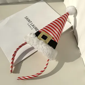 Christmas Cute Hairband Dress Up Headgear Hair Accessory Holiday Party Santa Hat White Plush Women's Headband