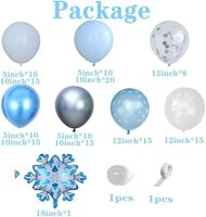 Kit d'arche de ballons flocons de neige 147 pièces, ballons thème neige et glace pour fête sur le thème du pays des merveilles bleu, fête prénatale, anniversaire