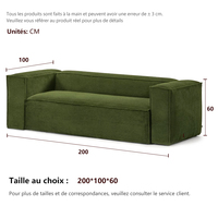 Canapé moderne en tissu côtelé, garni d'éponge, livré en boîte, sectionnel, compressé sous vide, modulaire en forme de L