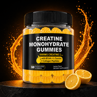 Gummies de créatine monohydrate sans sucre saveur citron pour le sport et le fitness, enrichies en BCAA et peptides de collagène pour l'apport quotidien en salle de sport