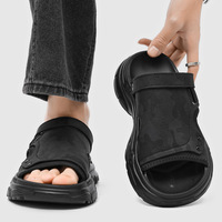 Sandales à plateforme épaisse antidérapantes à motif kaki avec bande magique, chaussures de mode pour hommes, chaussures de rue, chaussures de loisirs, chaussures de marche