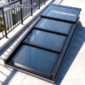 Fenêtre de toit motorisée rétractable en aluminium imperméable Rogenilan, fenêtres de toit en verre trempé pour l'extérieur - Product Image 5