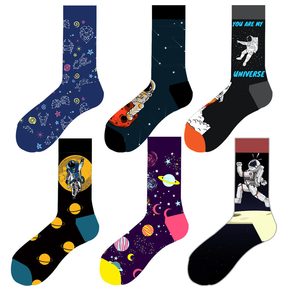 New Style 40 Patterns Funny Happy Fashion Custom Cotton Socks Socks Breathable Sweat Aborsent Comfy