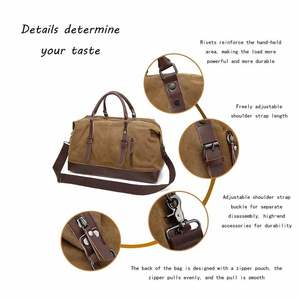 Bolsa de Lona Extra Grande Personalizada OEM, Bolso de Mano, Bandolera, Bolsa de Viaje para Fin de Semana, Cierre de Cremallera, Correa Ajustable - Product Image 6