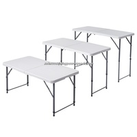 Table de pique-nique extérieure pliable en plastique avec hauteur réglable Table rectangulaire étanche 120cm