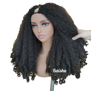 Perruques Afro Bouclées Kinky en Promotion pour Femmes, Perruques Bouclées Naturelles Effet Explosion, <span class=keywords><strong>Cheveux</strong></span> Longs et Ondulés pour Femmes Noires, Perruques Sans Colle - Product Image 1