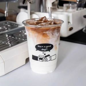 Gobelet en plastique transparent PET jetable pour thé au lait, café glacé, avec couvercle, logo personnalisé, diamètre 98 mm, 12, 14, 16, 18, 20, 24 oz - Product Image 2