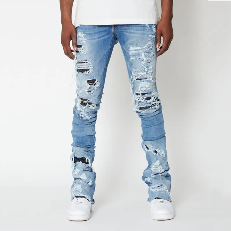 High Quality Fashion Denim Jeans Man Custom Designer Printed Digital Print Jeans Pants