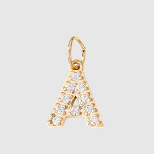 Bijou de piercing au nombril Gaby en acier inoxydable 316L, pendentif lettre dorée avec zircon, anneau de nombril plaqué or - Product Image 6