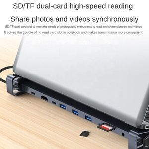 Estación de acoplamiento Compatible 4K HDMI HDTV VGA RJ45 <span class=keywords><strong>USB</strong></span> 3,5 MM Audio PD 100W Carga rápida Alta velocidad <span class=keywords><strong>USB</strong></span> C Hub <span class=keywords><strong>10</strong></span> en 1 Tipo C Hub - Product Image 4