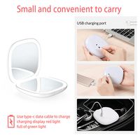 Miroir de poche compact et pliable avec éclairage LED carré, grossissement 3X/5X/10X, logo personnalisable, lumière tricolore
