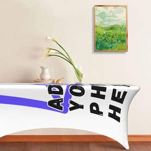 Elégante housse de nappe <span class=keywords><strong>extensible</strong></span> en spandex noir <span class=keywords><strong>blanc</strong></span> motif damier de course convient aux tables à 6 pieds pour banquets mariages en stock - Product Image 4