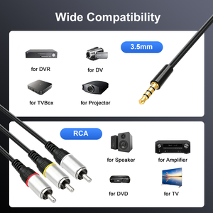 Cable de Audio y Video de 3.5mm a 3 RCA, 6.6FT/2M, Adaptador RCA de 3 Conectores Macho, Cable AUX Estéreo con Revestimiento de PVC para Auto, HDTV y Reproductor de DVD - Product Image 6