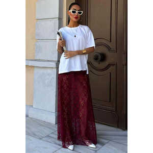 Jupe longue élégante en dentelle pour femme 4047, taille naturelle, en mousseline de soie fluide et douce, idéale pour le quotidien - Product Image 2