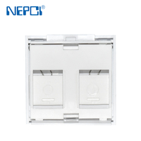 Plaque murale NEPCI 45x45mm à double port RJ45 avec obturateur XJY-NE-210, module Keystone 2 ports avec couvercle en plastique
