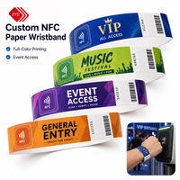 Bracelet en papier NFC imprimable NTAG213 13,56 MHz, jetable, thermique, pour système de gestion d'accès aux parcs d'attractions