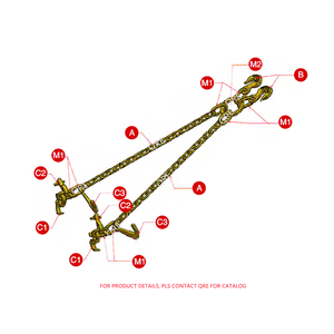 頑丈な抗力使用のための15 "/8" JフックとRTJクラスターを備えた米国タイプG70ゴールドカラー牽引チェーンブライドル - Product Image 1