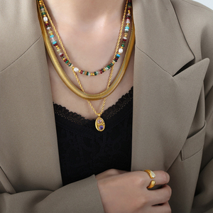 Fashionable Thick Wide Flat <strong>Snake</strong> Chain Necklace Hip-Hop, Simple and Versatile Stainless Steel Gold-Plated <strong>Snake</strong> Chain - Product Image 2