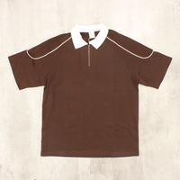 Haute qualité 100% coton à manches courtes fermeture éclair col rabattu surdimensionné Streetwear T-shirt pour hommes