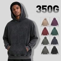 Sweat-shirt à capuche en coton lavé 350G pour homme, style vintage américain, coupe oversize, streetwear, poche kangourou, tailles M-3XL, vente en gros