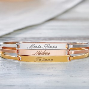 Pulsera de titanio y acero para hombre y mujer, brazalete de oro personalizado con grabado de <span class=keywords><strong>budismo</strong></span>, Sutra, platino, Unisex, hecho en China, 2022 - Product Image 6