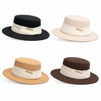 Chapeau Fedora en gros, personnalisé en usine, avec logo métallique, bord large, en feutre de laine, accessoires de ceinture pour femme, pour fêtes et occasions formelles, vintage, durable