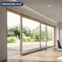Porte coulissante de patio en aluminium insonorisée ROGENILAN pour l'extérieur, double vitrage, verre trempé, pour maisons