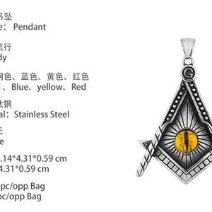 Collier Charmant en Acier Inoxydable avec Pendentif Œil de Diamant, Dernière Conception, Bijoux Maçonniques à Sertissage Bezel, Idéal pour les Chrétiens - Vente Chaude - Product Image 6