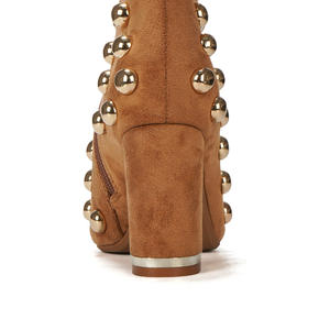 <span class=keywords><strong>Bottines</strong></span> en daim <span class=keywords><strong>cloutées</strong></span> pour femmes bout pointu talon bloc confortable sans lacet solide pour soirée automne hiver - Product Image 4