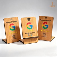 Support de table personnalisé en bois avec code QR NFC pour avis Google, plaque de présentation avec puce NTAG213 pour avis en un clic pour restaurants et hôtels