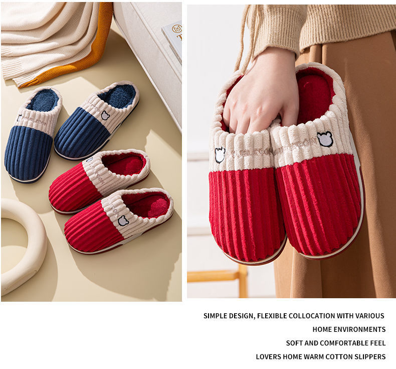 Cotton Slippers Women Winter Home Warm Shoes Couples House Slipper for Womens