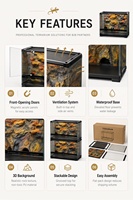 Terrarium en verre pour reptiles, vivarium ventilé à ouverture frontale en acrylique, habitat pour dragons barbus, geckos, serpents, lézards