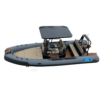 Yacht de Luxe Hedia 6,5 m 650 Orca Hypalon PVC Aluminium, Bateau Semi-Rigide de Pêche à Coque en V Profond avec Moteur Hors-Bord 150 CV