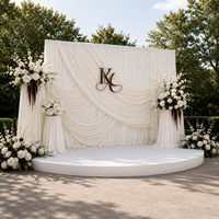 Rideaux de fond de scène de mariage en soie laiteuse champagne, draperies de luxe ondulées pour la décoration de scène de mariage et d'événements