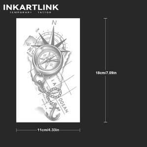Autocollant <span class=keywords><strong>de</strong></span> tatouage INKARTLINK pour le corps, motif boussole et ancre, imperméable, écologique, longue durée (15 jours), vente en gros - Product Image 4