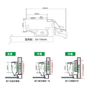 บานพับเฟอร์นิเจอร์ อลูมิเนียมอัลลอยด์ 2 มม. แบบครึ่งร่อง ปิดแบบนุ่มนวล สำหรับประตูกรอบอลูมิเนียม ดีไซน์มินิมอล - Product Image 2